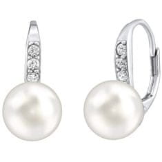Silvego Gyengéd ezüst fülbevalók valódi fehér gyönggyel és Swarovski kristályokkal LPSER0639
