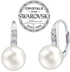 Silvego Gyengéd ezüst fülbevalók valódi fehér gyönggyel és Swarovski kristályokkal LPSER0639