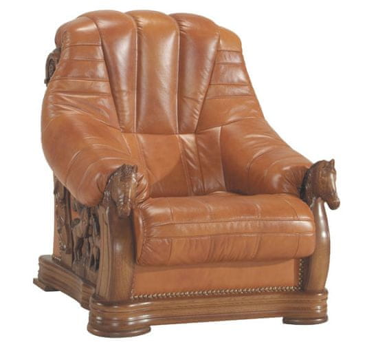 Pyka Bőr fotel Oscar - faipari D3 / világos barna (DTS50)