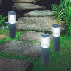 GRUNDIG Napelemes lámpa készlet 3 db, 52x6,5cm rozsdamentes acél 2x LED 1x AAA 600mAh