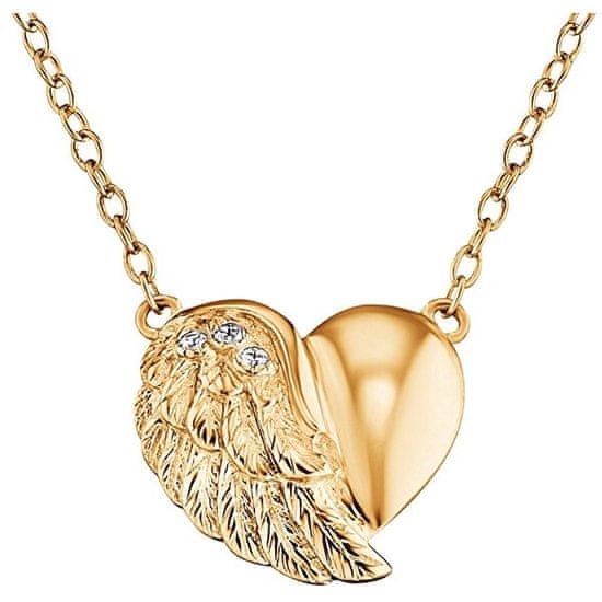 Engelsrufer Aranyozott ezüst szív és angyal szárny nyaklánc cirkonokkal ERN-LILHW-G