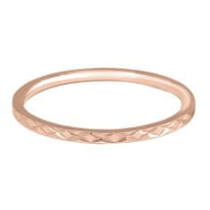 Troli Aranyozott minimalista acél gyűrű gyengéd mintával Rose Gold (Kerület 49 mm)