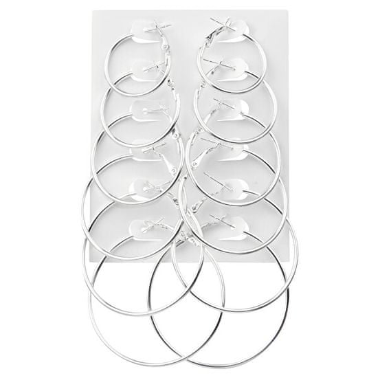 Troli Modern karika ezüst fülbevaló Silver (6 pár)