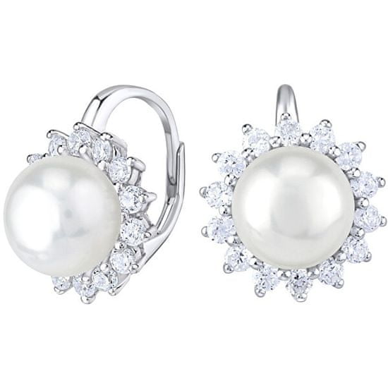 Silvego Gyönyörű ezüst fülbevalók valódi fehér gyönggyel LPS0156A
