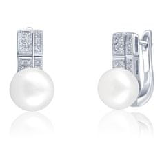 JwL Luxury Pearls Gyönyörű fülbevalók valódi gyönggyel és cirkónium kövekkel JL0644