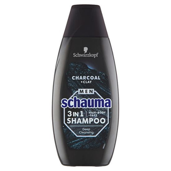 Schauma 3v1 Charocal + Clay (Hair Body Face Shampoo) 3 az 1-ben sampon férfiaknak