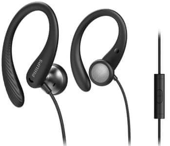 klasszikus vezetékes sport fejhallgató Philips Taa1105 IPx2 izzadság álló fülhorgok a jobb rögzítés érdekében 1,2 m-es kábel 3,5 mm-es jack csatlakozó handsfree hívás a fülhallgató mikrofonjának köszönhetően