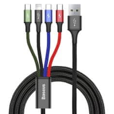 BASEUS Rapid 4in1 kábel USB - Lightning / USB-C / 2x Micro USB 3.5A 1.2m, fekete