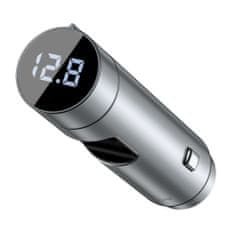 BASEUS Energy Column Bluetooth FM Transmitter autós töltő 2x USB QC3.0 3A, ezüst