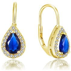 Beneto Aranyozott fülbevaló kék cirkónium kövekkel AGUC2229-GOLD
