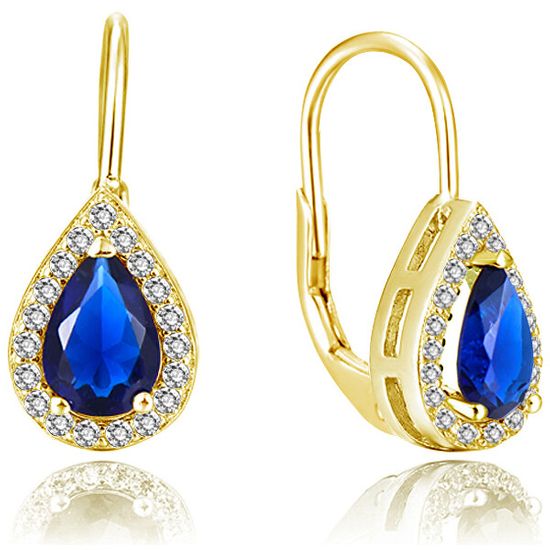 Beneto Aranyozott fülbevaló kék cirkónium kövekkel AGUC2229-GOLD