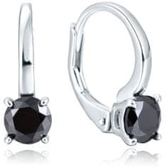 Beneto Elegáns ezüst fülbevaló fekete cirkónium kővel AGUC2255