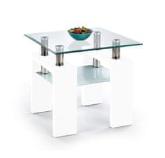 Halmar Üveg tárgyalóasztal Diana H Négyzet - fehér fényű / átlátszó / tejszerű