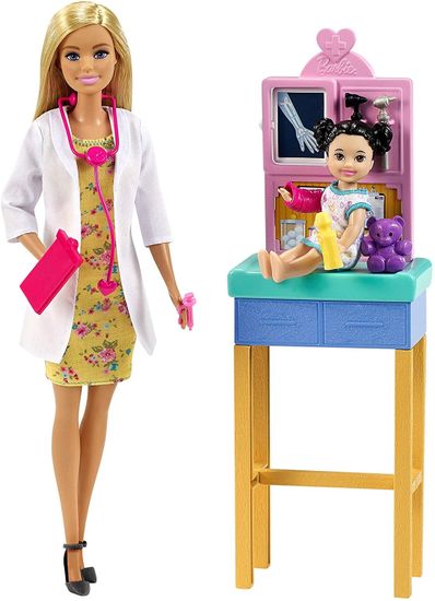 Mattel Barbie Karrier baba Gyermekorvos Szőke játékkészlet