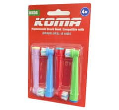 KOMA KOMA NK06 - Tanúsított cserefej Braun Oral-B Kids fogkefékhez, 4db