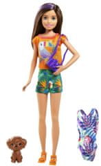 Mattel Barbie Nővér fürdőruhával, kék bőröndben