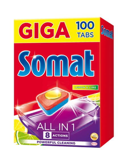 Somat All in One Lemon & Lime mosogatógép tabletta, 100 db