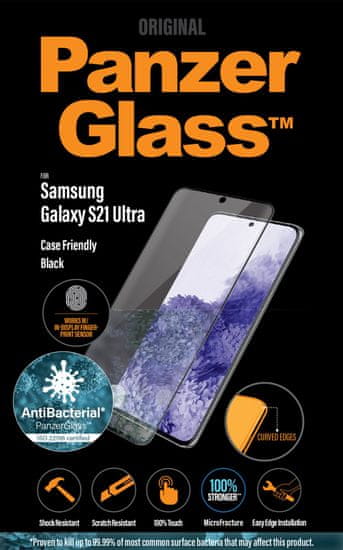 PanzerGlass Premium Antibacterial a Samsung Galaxy S21 Ultra készülékhez, (FingerPrint Ready) (7258)