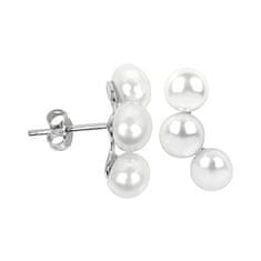 JwL Luxury Pearls Ezüst fülbevaló három igazgyönggyel JL0283