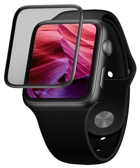 FIXED 3D Full-Cover védőüveg applikátorral Apple Watch 41mm készülékhez, FIXG3DW-817-BK, fekete