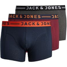 Jack&Jones Plus 3 PACK - férfi boxeralsó JACLICHFIELD 12147592 Burgundy (Méret 4XL)