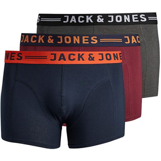 Jack&Jones Plus 3 PACK - férfi boxeralsó JACLICHFIELD 12147592 Burgundy