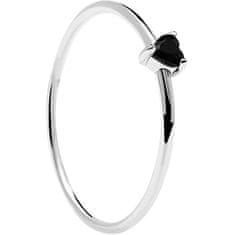 PDPAOLA MInimalistaezüst gyűrű szívvel Black Heart Silver AN02-224 (Kerület 50 mm)