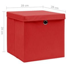 Greatstore 10 db piros fedeles tárolódoboz 28 x 28 x 28 cm