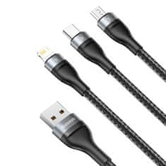 BASEUS Data kábel 3in1 USB - Lightning / USB-C / Micro USB 1.2m 5A 40W, fekete