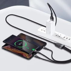 BASEUS Data kábel 3in1 USB - Lightning / USB-C / Micro USB 1.2m 5A 40W, fekete