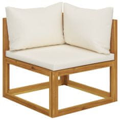 shumee 3057640 5 Piece Garden Lounge Set with Cushion Cream Solid Acacia Wood (311853+311866+2x311868)
