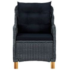 shumee 2 db sötétszürke polyrattan kerti szék párnával