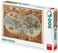 DINO Világtérkép 1626-ból, puzzle, 500 db