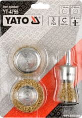 YATO  Drótkefe készlet fúrótartozékkal 3 db sárgaréz drót