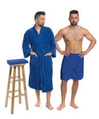 Interkontakt Navy Blue szett: KIMONO fürdőköpeny + férfi szauna szett + törölköző A fürdőköpeny mérete M