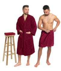 Interkontakt Bordeaux szett: KIMONO fürdőköpeny + férfi szauna szett + törölköző A fürdőköpeny mérete XL
