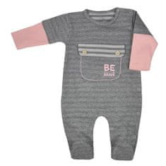 KOALA BE BRAVE baba pamut pulóver szürke és rózsaszín - 56 (0-3m)