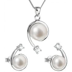 Evolution Group Luxus ezüst ékszerkészlet valódi gyöngyökkel Pavona 29031.1 (fülbevaló, lánc, medál)