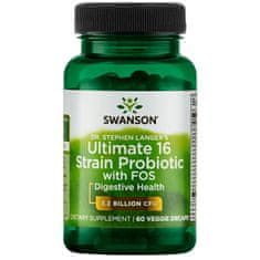 Swanson Dr. Stephen Langer Ultimate 16 probiotikus törzs komplexuma FOS (emésztést támogató) prebiotikumokkal, 60 zöldség kapszula