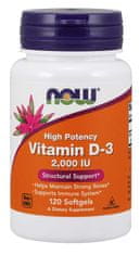 NOW Foods D3-vitamin, 2000 NE, 120 db lágyzselé kapszula