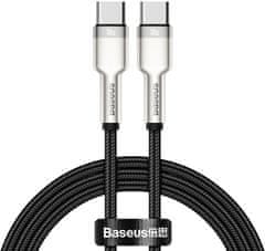 BASEUS Cafule Series USB-C / USB-C töltő- / adatkábel fém végződéssel, 100W, 2 m, CATJK-D01, fekete