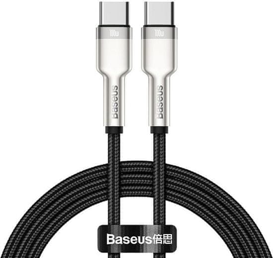 BASEUS Cafule sorozatú töltőkábel / adatkábel USB-C dugó - USB-C dugó, fém csatlakozókkal 100W 1 m CATJK-C01, fekete
