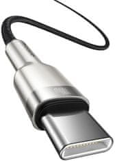 BASEUS Cafule Series USB-C / USB-C töltő- / adatkábel fém végződéssel, 100W, 2 m, CATJK-D01, fekete