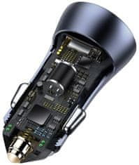 BASEUS Golden Contactor dupla autós adapter USB-A QC + USB-C 40 W CCJD-0G, szürke