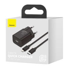 BASEUS Super Si Quick töltő 1C 20W PD + USB-C / Lightning kábel, fekete