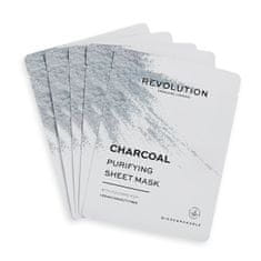 Revolution Skincare Arcmaszk szett fekete szénnel Biodegradable (Purifying Charcoal Sheet Mask)