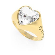Guess Romantikus aranyozott gyűrű csillogó szívvel UBR70004 (Kerület 56 mm)