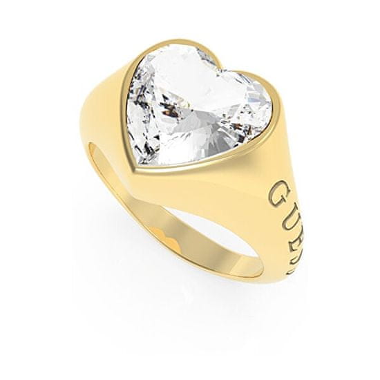 Guess Romantikus aranyozott gyűrű csillogó szívvel UBR70004
