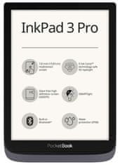 PocketBook 740 InkPad 3 PRO - metálszürke (szürke), vízálló, 16 GB, WiFi, 7,8 hüvelykes kijelző, tok