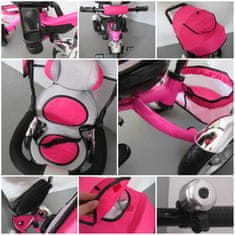 R-Sport Multifunkciós tricikli ,háromkerekű kerékpár 3in1 T3 rózsaszínű